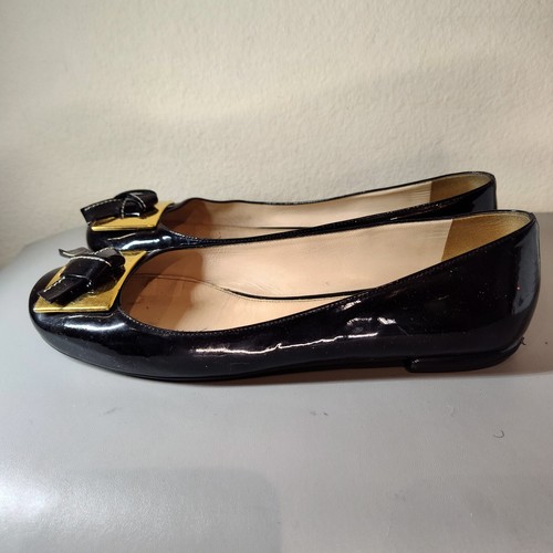 Prada Mujer Charol Ballet Pisos Negro Talla 8 EU 39 - Imagen 3 de 8