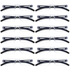 12 Men Women Blue Light Blocking Reading Glasses Rimless Unisex Computer Reader