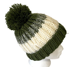 Beanie Hat Knit Cap Ski Board Outdoor Winter Sage Green Pom Warm Camping o