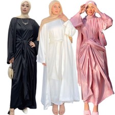 Ramadan Women Muslim Abaya Open Cardigan Maxi Dress Set Dubai Islam Abayas Robe