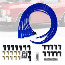Universal 8.5mm Blue Spark Plug Distributor Wires Wstraight Boots Fit V8 Engine