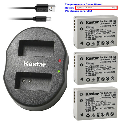 Kastar Battery Dual USB Charger for Canon NB-10L CB-2LC Canon PowerShot SX40 HS