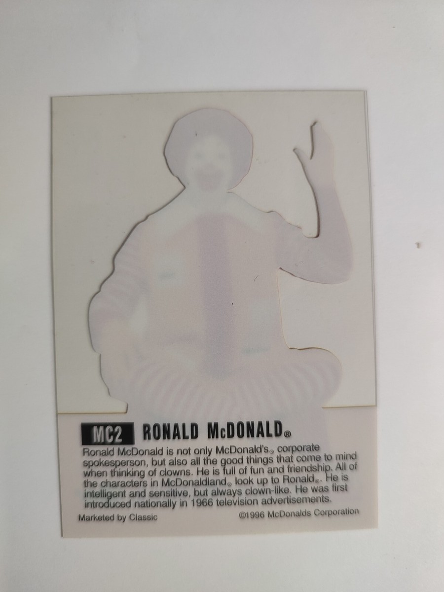 1996 McDonald's Acetate Insert Trading Card Ronald McDonald #Mc 2