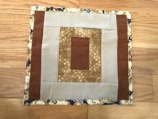 Quilted table topper, brown tan, liner on the back, 11.5 x 12, new handmade.