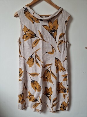 Lina Tomei Italy Linen Floral Relaxed Fit Dress Size L With Pockets
