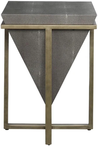 Stylish  Bertrand Gray Faux Shagreen Accent Table - 18.25" Wide - Picture 1 of 5