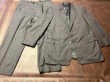Hickey Freeman Made In USA 100 Wool 2 Pc Suit 42L Jacket 36x31 Pants Great Cond