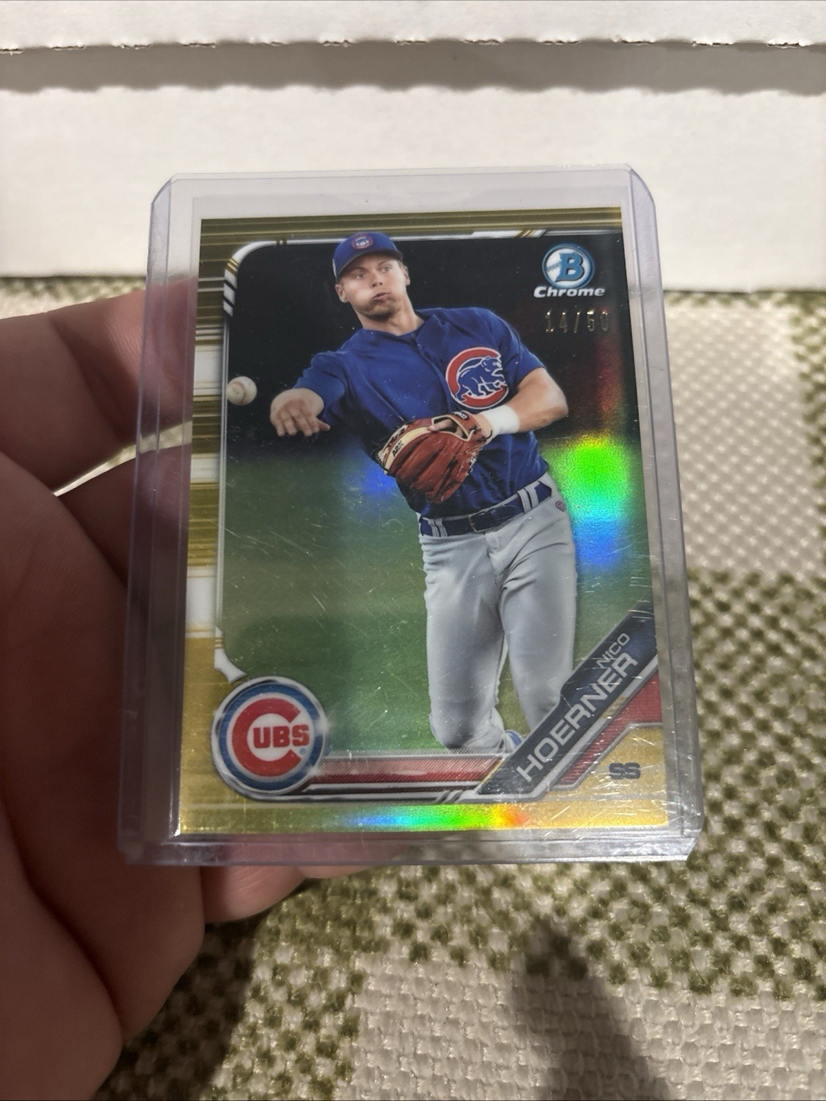 2019 Bowman Chrome Nico Hoerner Gold Refractor #’d 13/50 BCP-59 Cubs Rookie