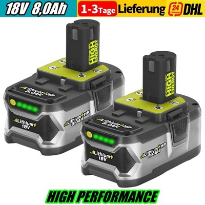 2 Stück 8,0Ah Akku für Ryobi 18V P108 Li-ion RB18L50 RB18L40 RB18L25 RB18L20