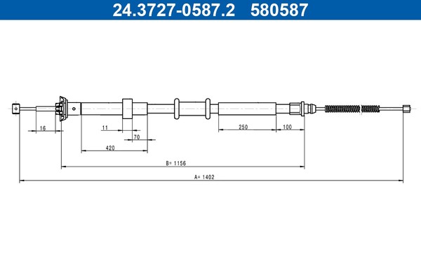 ATE 24.3727-0587.2 Seilzug Halter Handbremse FüR Fiat 1402 Mm-image