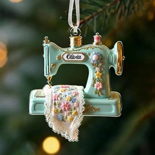 Personalized Sewing Machine Christmas Ornament, Quilter Christmas Decor,