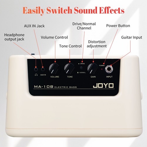 JOYO 10W 5" Guitar Amplifier Dual Channel Portable Amp for Acoustic Guitar Bass - Picture 3 of 20