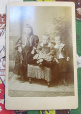 Antique Victorian little girls  boy Cabinet Card