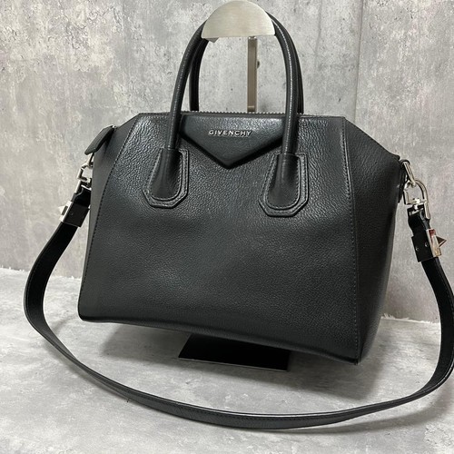 GIVENCHY Antigona 2-Way Shoulder Bag Black Leather Formal Used Authentic