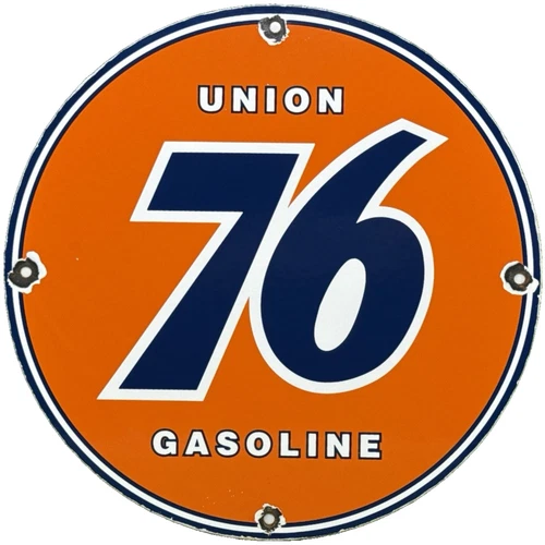 VINTAGE UNION 76 GASOLINE PORCELAIN SIGN GAS STATION PUMP PLATE MOTOR OIL AUTO