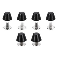 10mm / 3/8" Purse Handbag Feet, 6 Sets Round Flat Studs Glossy Black