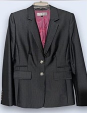 Tahari Arthur S. Levine Women's 10 Gray Pinstripe 2-Button Notch Blazer