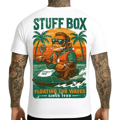 Stuff Box Herren Shirt Monkey Coast Club Weiß Gr. S 5XL kurzarm TShirt