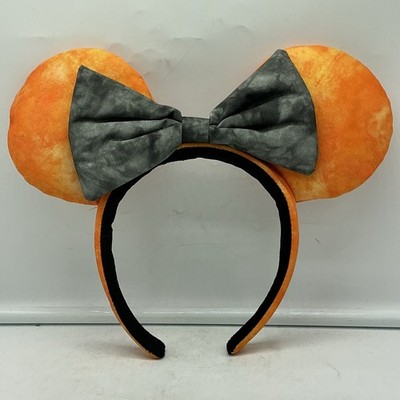 Disney Tie Dye Minnie Mouse Orange and Black Ears Headband Halloween Web Adult Minnie Mouse Ears, Orange & Black  main image 4