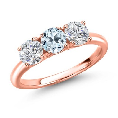 18K Rose Gold Plated Silver Sky Blue Topaz and Lab Grown Diamond Engagement