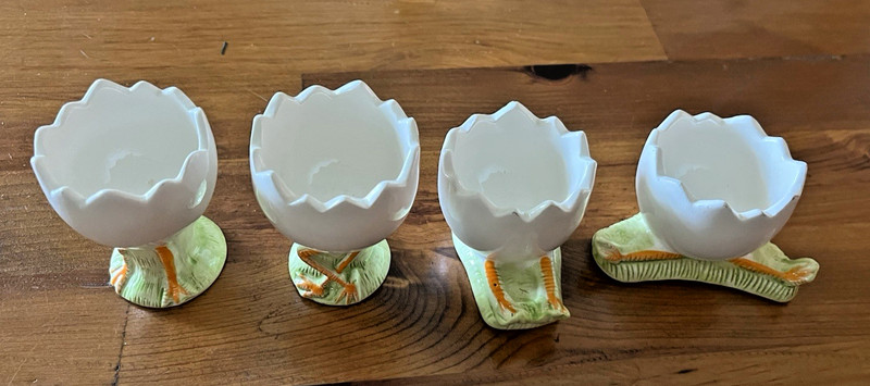 Unique Cool Chicken Feet Taste Seller Sigma Egg Cups Set of 4 Japanese 1950s