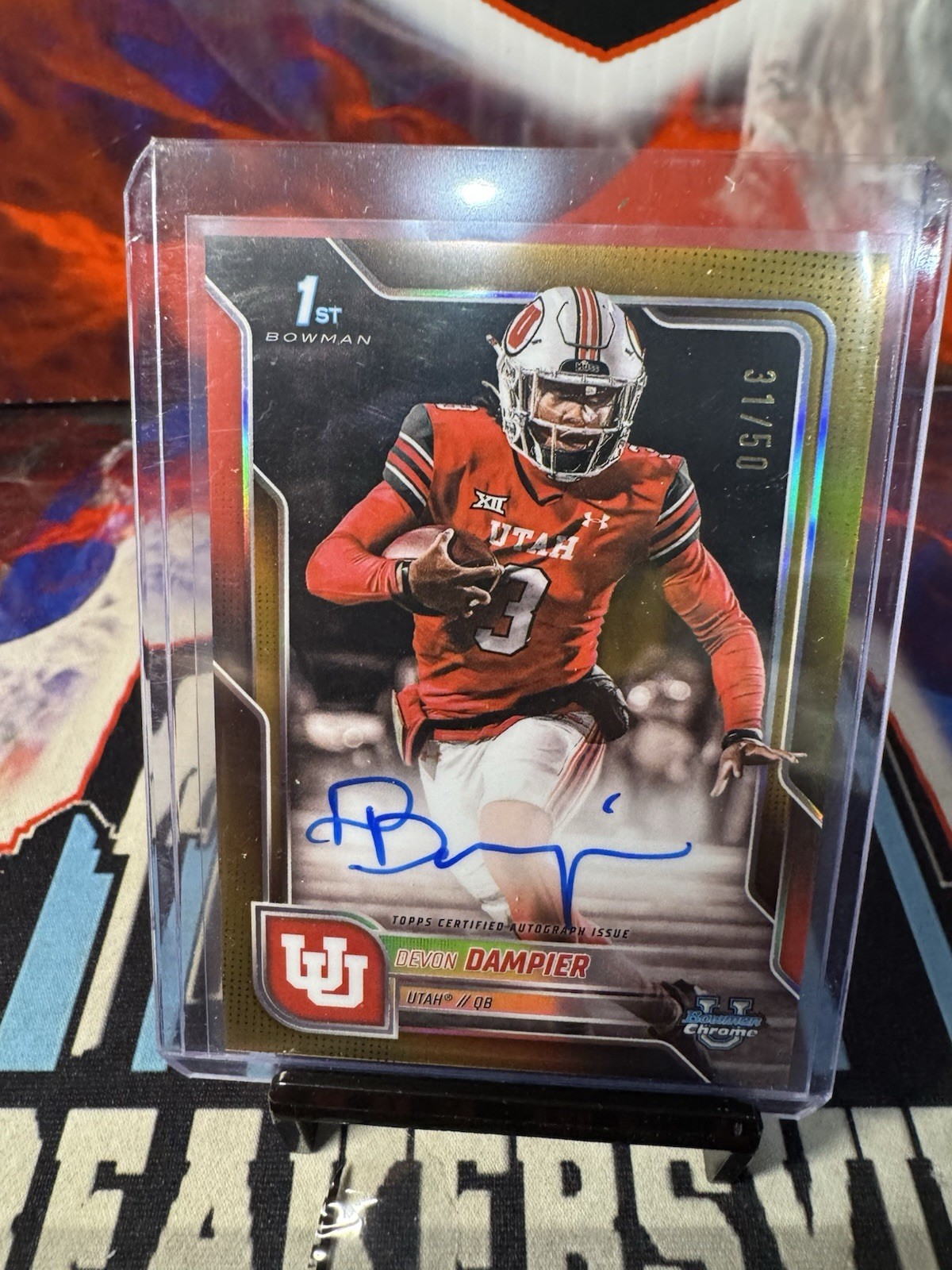 2025 Bowman University Chrome Devon Dampier 1st Utah Auto True Gold #’d 31/50