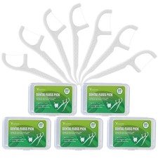 Dental Floss Picks, 5 Travel Floss Cases 300 Counts Dental Flossers,Floss Sti...