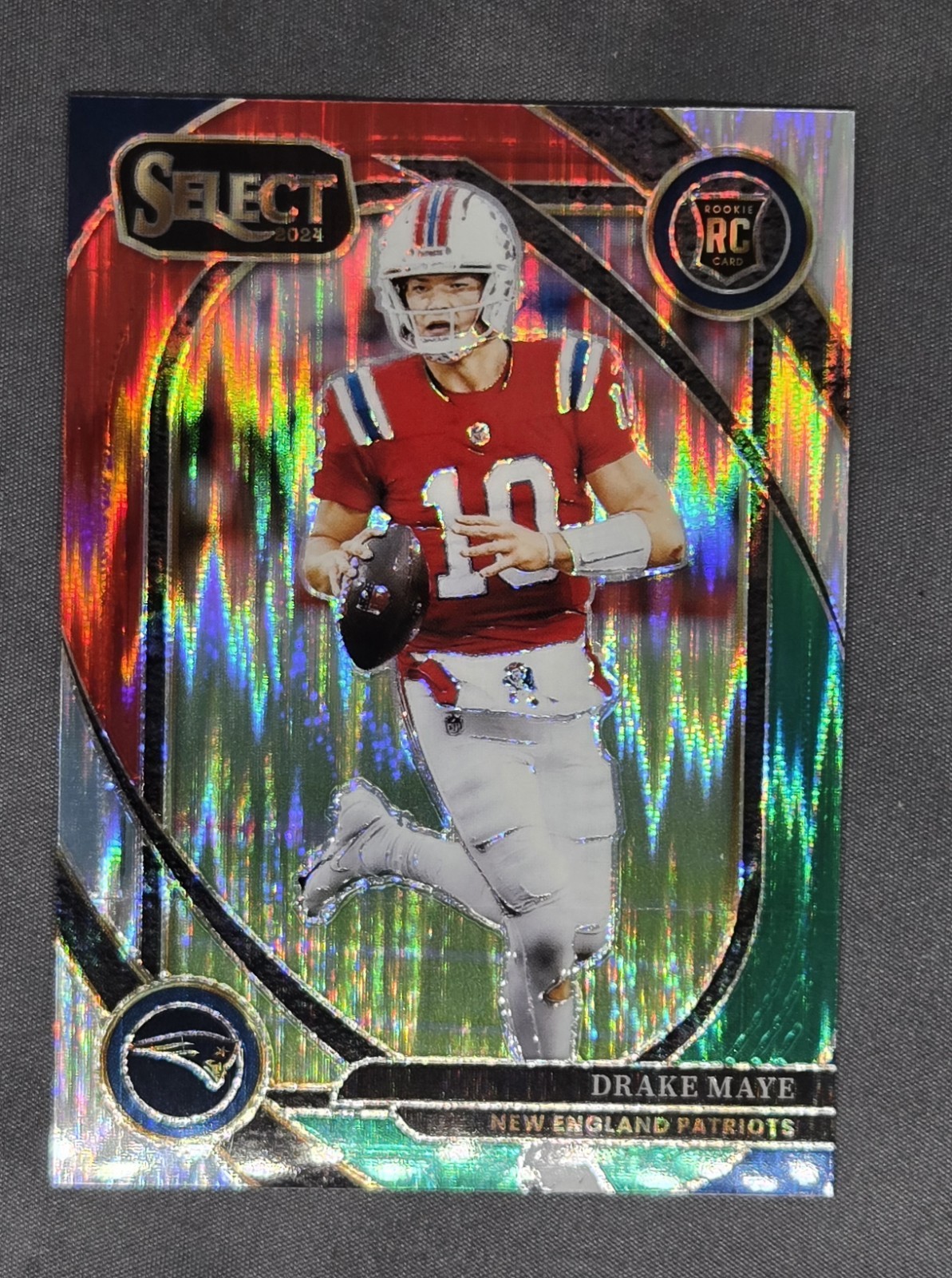 2024 Panini Select - Club Level Drake Maye #218 Red & Green Shock Prizm RC RARE