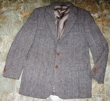 MEN'S HARRIS TWEED SPORT COAT BLAZER GRAY HERRINGBONE SHOT THROUGH WITH TAN 40R