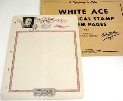 White Ace 15 Blank Topical Border Pages for Franklin Roosevelt Stamps FDR NOS