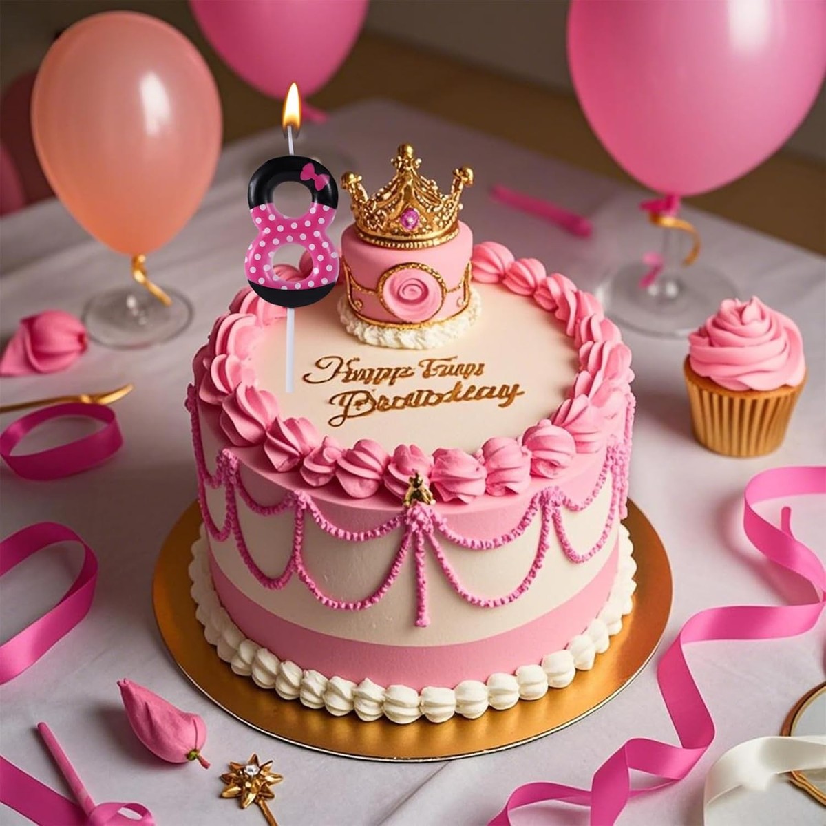 Pink Mouse Number 2 Birthday Candle - Cute Cake Topper Party Decorations