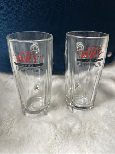 Set Of 2 Asahi Draft Beer Super Dry 12 oz 355 ml Beer Mug. Japanese Original.