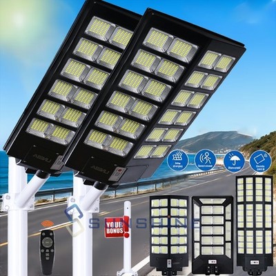 99999000LM Solar Street Light LED Outdoor Dusk to Dawn Commercial Road Area Lamp