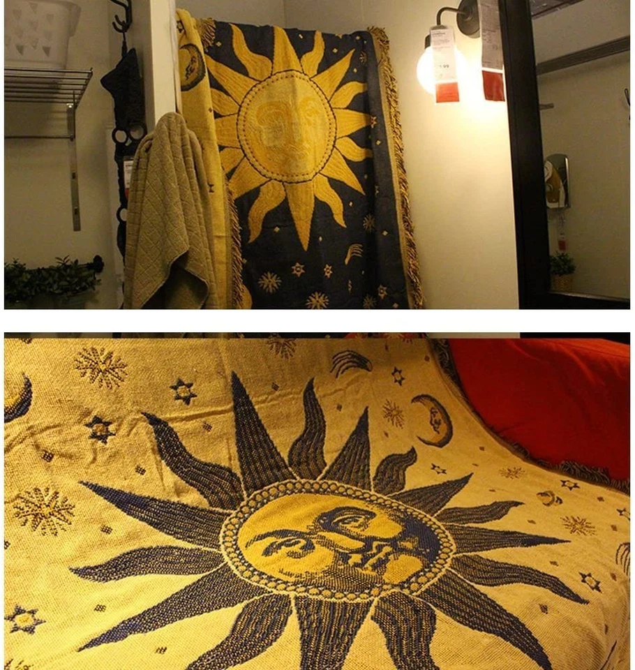 Manta Hippie Sol Luna Estrellas Boho Mantas Tapiz Celestial Hacer... Foto 3 de 4