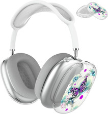 Soft TPU Cover for Airpods, Transparent Case, Protective Purple Butterfly Patter
