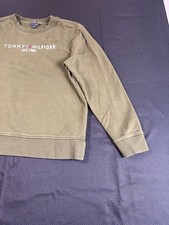 Tommy Hilfiger Men's Olive Green EST 1985 Embroidered Logo Crewneck Sweatshirt