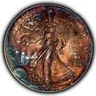 1987 1 oz Silver American Eagle - PQ Textured Rainbow Toning - BU - SKU-E3603