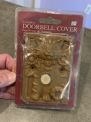 Vintage Cat Door Bell Cover Ceramic FiGi