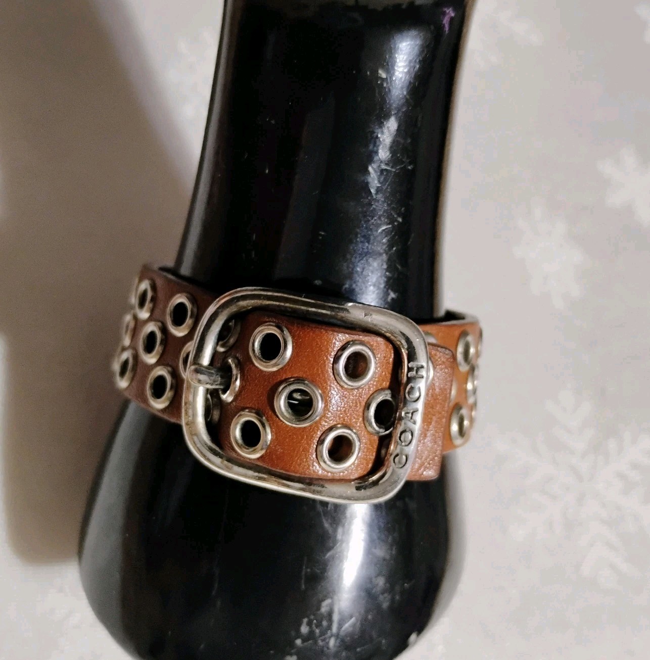 COACH Adjustable Leather Bracelet with Grommet Buckle