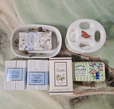 Lot of 5 Luxury Soaps Toothbrush Holder Soap Dish Butteryfly Floral Japan NEW