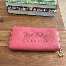  Pink Coach Long Zip Around Wallet 