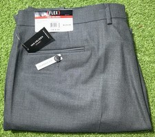 Van Heusen Pants Mens 40x30 Gray Classic Fit Flat Front Non Iron Flex Waist NEW