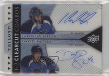 2013-14 Upper Deck Trilogy Clear Cut Combos David Backes Jaroslav Halak Auto 2u9