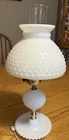 Vintage 16" Hobnail Milk Glass Hurricane Table Lamp  Gone With The Wind Style
