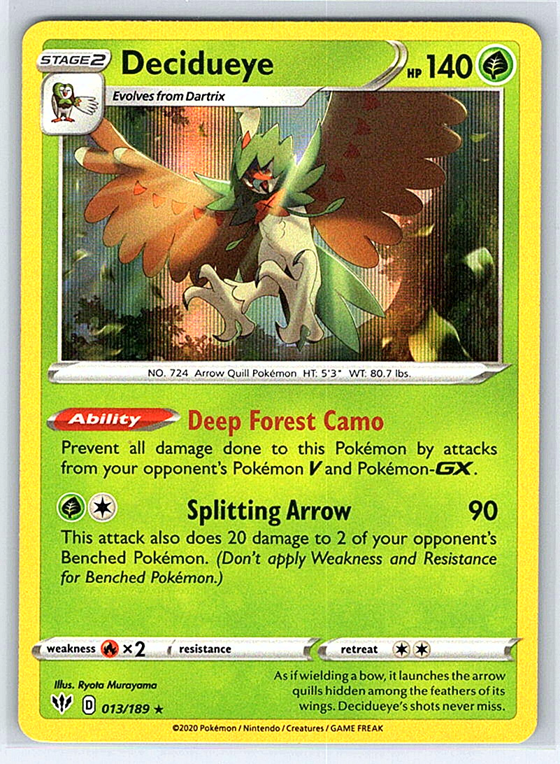 Decidueye 013/189 Darkness Ablaze NM or LP Pokemon Card