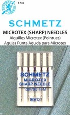 SCHMETZ SEWING MACHINE NEEDLES MICROTEX SHARP 80/12 5 PACK PART S-1730