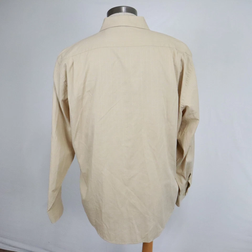 Camisa Nyne Para Hombres 2XL XXL Coolmax Popelina Informal Abotonada Beige A Cuadros Manga Larga Foto 4 de 4