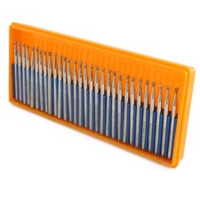 30Pcs Round Diamond Carving Burrs 2.0mm Ball Grinding Bits 1/8" Shank for Dremel