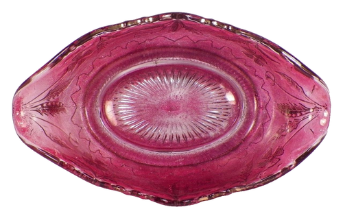 EAPG Delaware Bowl U S Glass 15065 Ruby Stain 4 Petal Flower Large Antique 1899 - Picture 5 of 7