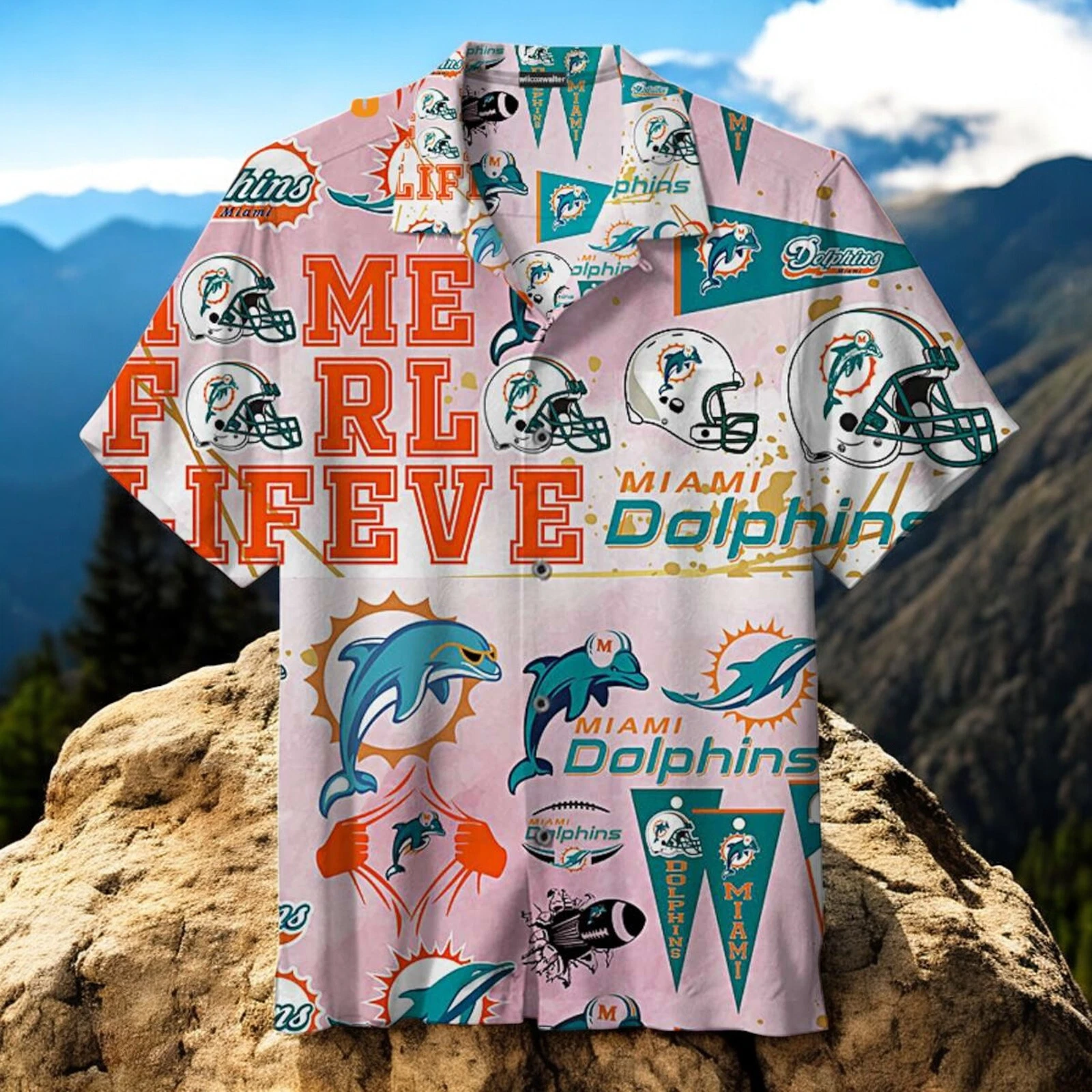 Miami Dolphins Hawaiian Shirt Symbol Pattern Button Down Hawaiian Shirt